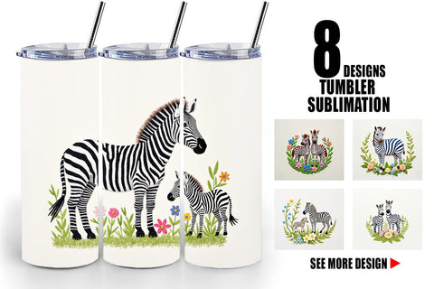 Tumbler Zebra Embroidery Sublimation artnoy 