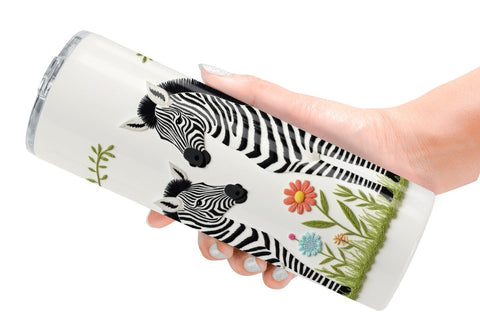 Tumbler Zebra Embroidery Sublimation artnoy 