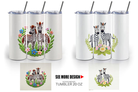 Tumbler Zebra Embroidery Sublimation artnoy 