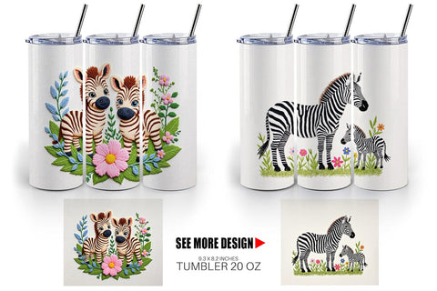 Tumbler Zebra Embroidery Sublimation artnoy 