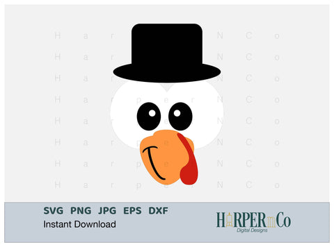 Turkey Face SVG PNG Cut EPS File SVG HarperNCo 