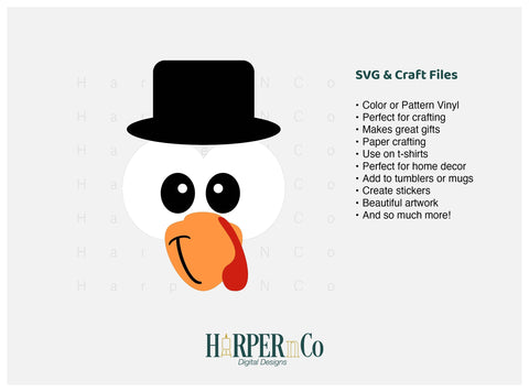 Turkey Face SVG PNG Cut EPS File SVG HarperNCo 