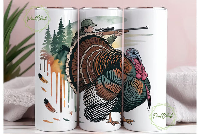 Turkey Hunting 20oz Tumbler Wrap Sublimation PixelChick 
