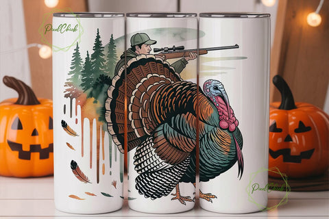 Turkey Hunting 20oz Tumbler Wrap Sublimation PixelChick 