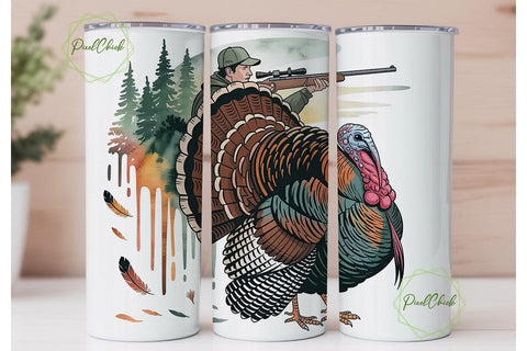 Turkey Hunting 20oz Tumbler Wrap Sublimation PixelChick 