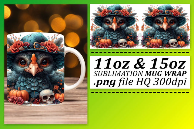 Turkey Mug Wrap 11oz/15oz Fall Design Sublimation afrosvg 