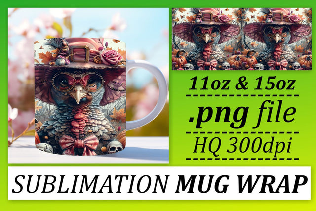 Turkey Mug Wrap for 11oz/15oz Fall Sublimation Sublimation afrosvg 