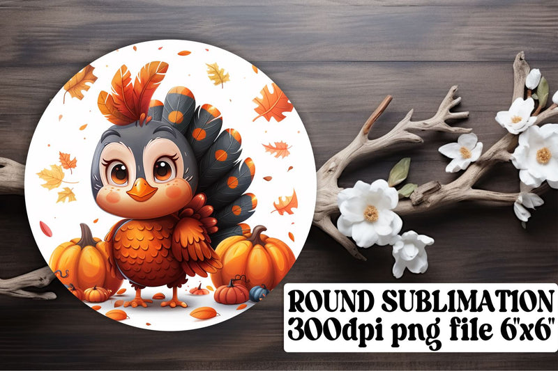 Turkey Round Design Autumn Sublimation PNG Sublimation afrosvg 