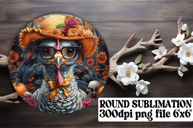 Turkey Round Design Sublimation Autumn PNG Sublimation afrosvg 