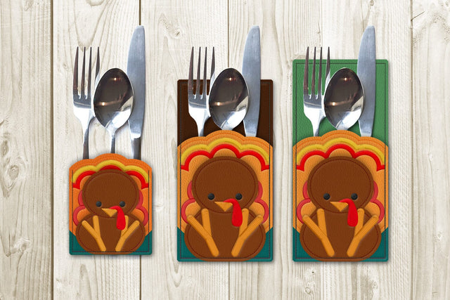 Turkey Silverware Sleeve ITH Applique Embroidery Embroidery/Applique DESIGNS Risa Rocks It 