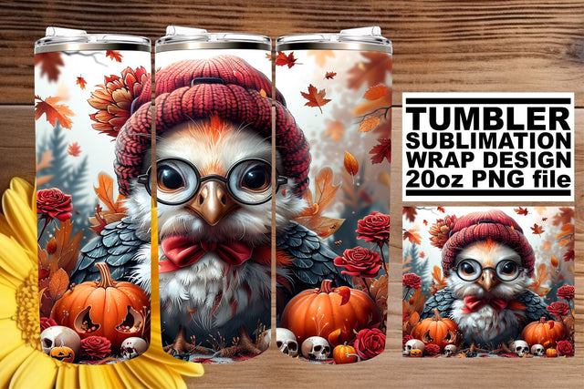 Turkey Tumbler Wrap - 20oz Fall Design Sublimation afrosvg 