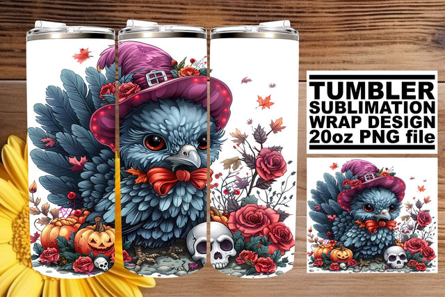 Turkey Tumbler Wrap - 20oz Fall Sublimation Sublimation afrosvg 
