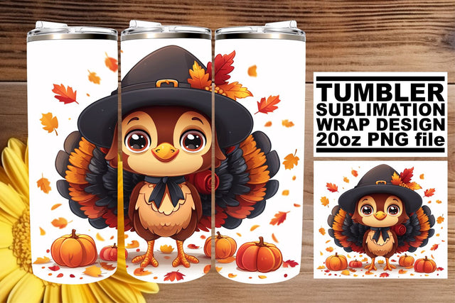 Turkey Tumbler Wrap - Fall 20oz Sublimation Sublimation afrosvg 