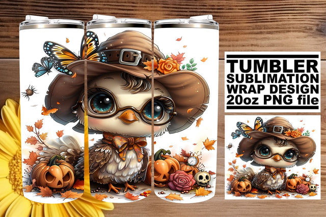 Turkey Tumbler Wrap Sublimation - 20oz Autumn Design Sublimation afrosvg 