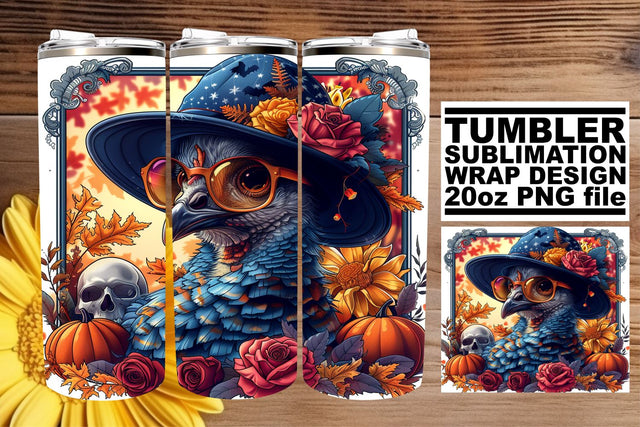 Turkey Tumbler Wrap Sublimation - 20oz Fall Scene Sublimation afrosvg 
