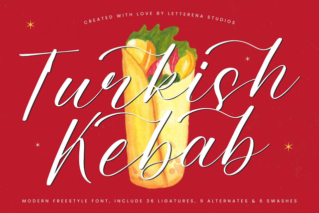 Turkish Kebab - Modern Freestyle Font Font Letterena Studios 