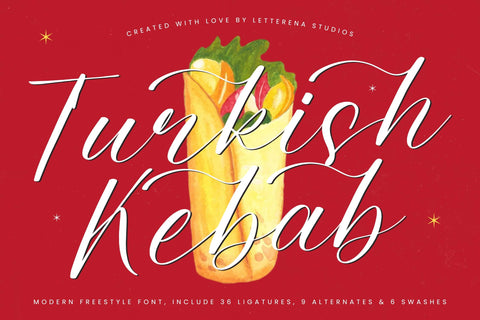 Turkish Kebab - Modern Freestyle Font Font Letterena Studios 