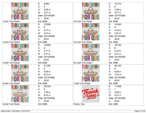 Turn Down Por Que Embroidery Design – Funny Mexican Sombrero Spanglish Saying Cinco de Mayo Machine Embroidery File Embroidery/Applique DESIGNS PatternFeed8 