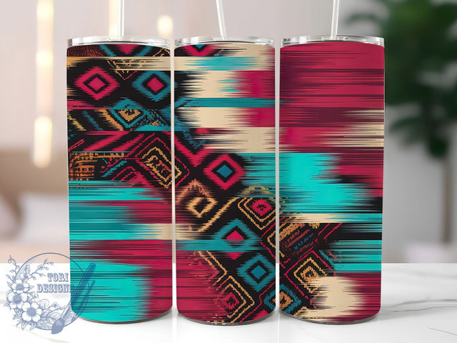 Turquoise Aztec Cowhide Tumbler, Turquoise Southwest Pattern, Rustic Western Design, 20Oz Sublimation Wrap, Tribal Cowhide Art, Desert Turquoise Texture, Tumbler Sublimation Sublimation ToriDesigns 