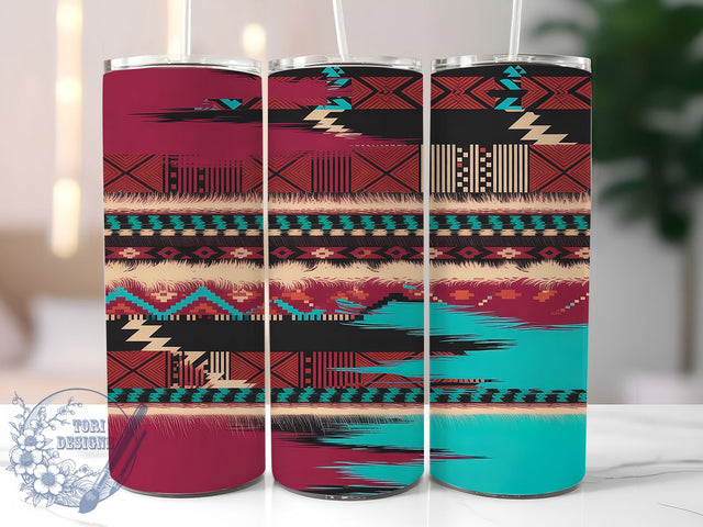 Turquoise Aztec Cowhide Tumbler, Turquoise Southwest Pattern, Rustic Western Design, 20Oz Sublimation Wrap, Tribal Cowhide Art, Desert Turquoise Texture, Tumbler Sublimation Sublimation ToriDesigns 
