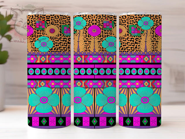 Turquoise Aztec Leopard Tumbler, Turquoise Jewelry Pattern, Tribal Leopard Design, 20Oz Sublimation Wrap, Rustic Aztec Art, Western Turquoise Texture, Tumbler Sublimation Sublimation Lara' s Designs 