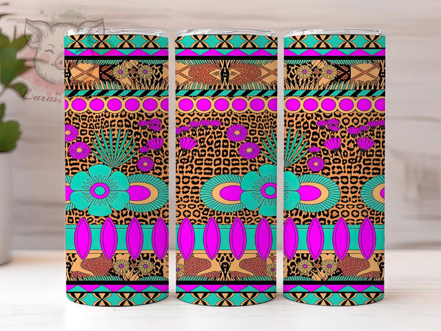 Turquoise Aztec Leopard Tumbler, Turquoise Jewelry Pattern, Tribal Leopard Design, 20Oz Sublimation Wrap, Rustic Aztec Art, Western Turquoise Texture, Tumbler Sublimation Sublimation Lara' s Designs 