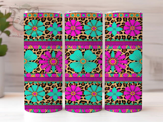 Turquoise Aztec Leopard Tumbler, Turquoise Jewelry Pattern, Tribal Leopard Design, 20Oz Sublimation Wrap, Rustic Aztec Art, Western Turquoise Texture, Tumbler Sublimation Sublimation Lara' s Designs 