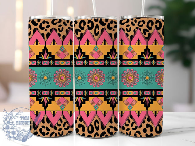 Turquoise Aztec Western Tumbler, Turquoise Jewelry, Southwest Style, Tribal Design, Rustic Charm, Western Theme, Boho Aesthetic, 20Oz Tumbler, Sublimation Wrap Sublimation ToriDesigns 