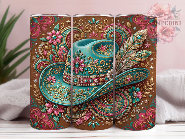 Turquoise Cowboy Hat 20oz Tumbler, Turquoise Cowboy Hat, Cowboy Hat Tumbler, Turquoise Hat PNG, Cowboy Hat PNG, Western Tumbler Wrap, Turquoise Western, 20oz Tumbler Wrap Sublimation Li Zamperini 