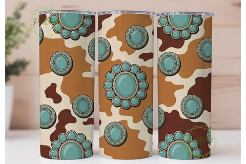 Turquoise Cowhide 20oz Tumbler Wrap Sublimation PixelChick 