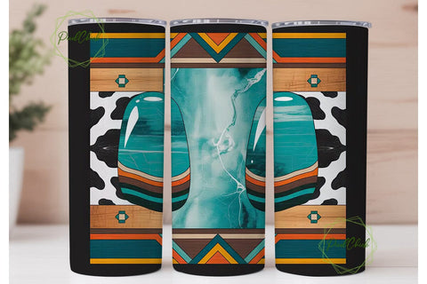 Turquoise Cowhide Gemstone 20oz Tumbler Sublimation PixelChick 