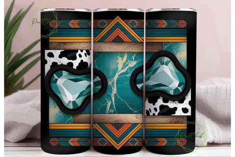 Turquoise Cowhide Gemstone 20oz Tumbler Sublimation PixelChick 