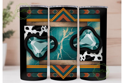 Turquoise Cowhide Gemstone 20oz Tumbler Sublimation PixelChick 