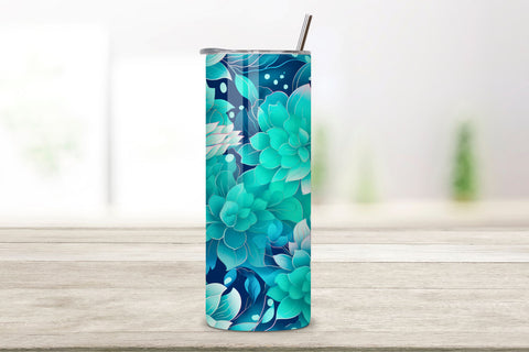 Turquoise Floral Mirage Tumbler Wrap | Sublimation PNG Sublimation FloridPrintables 