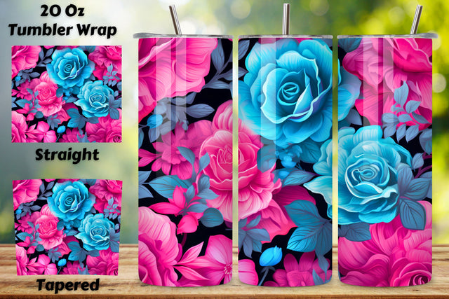 Turquoise Floral Mirage Tumbler Wrap | Sublimation PNG Sublimation FloridPrintables 