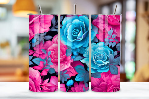 Turquoise Floral Mirage Tumbler Wrap | Sublimation PNG Sublimation FloridPrintables 