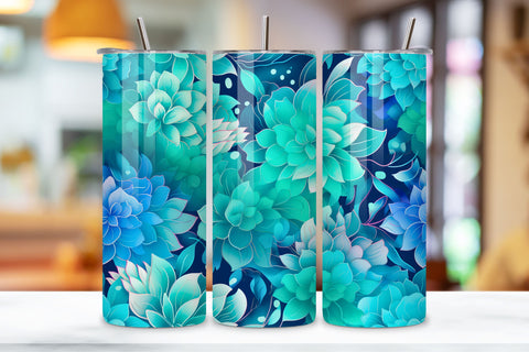 Turquoise Floral Mirage Tumbler Wrap | Sublimation PNG Sublimation FloridPrintables 