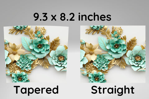 Turquoise flowers tumbler wrap | Sublimation PNG design Sublimation FloridPrintables 