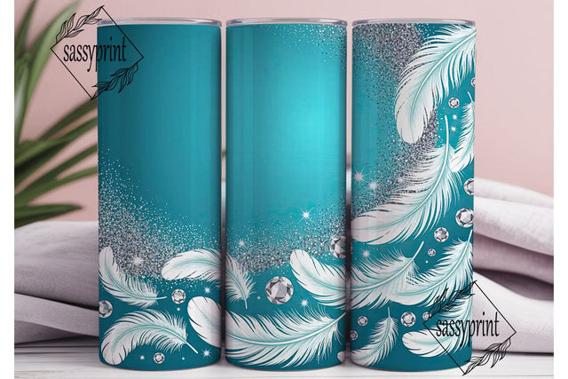 Turquoise Glam Glitter 20oz Tumbler Wrap Sublimation sassyprint 