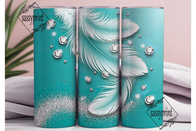 Turquoise Glam Glitter 20oz Tumbler Wrap Sublimation sassyprint 