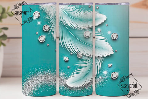 Turquoise Glam Glitter 20oz Tumbler Wrap Sublimation sassyprint 