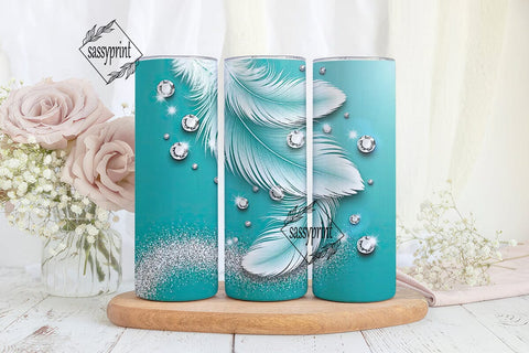 Turquoise Glam Glitter 20oz Tumbler Wrap Sublimation sassyprint 
