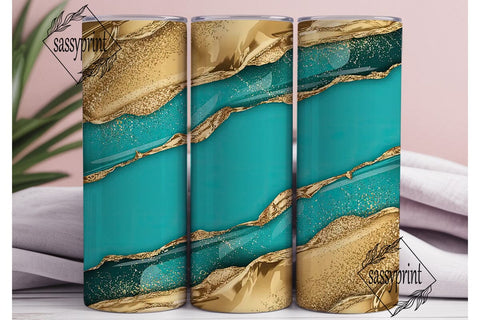 Turquoise & Gold Glitter 20oz Tumbler Sublimation sassyprint 