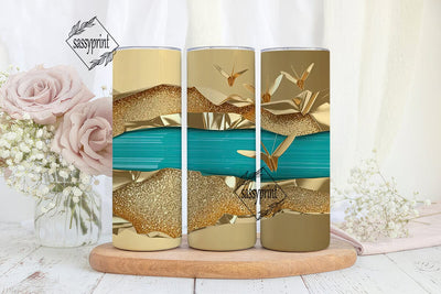 Turquoise & Gold Glitter 20oz Tumbler Sublimation sassyprint 