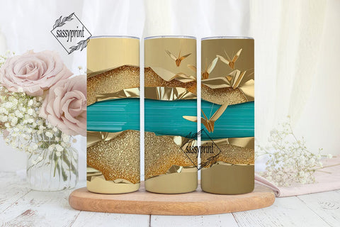 Turquoise & Gold Glitter 20oz Tumbler Sublimation sassyprint 