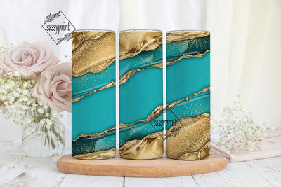 Turquoise & Gold Glitter 20oz Tumbler Sublimation sassyprint 