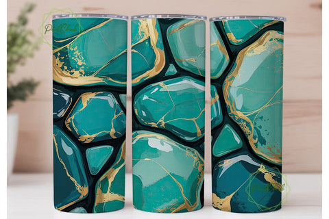 Turquoise Gold Marble 20oz Tumbler Wrap Sublimation PixelChick 