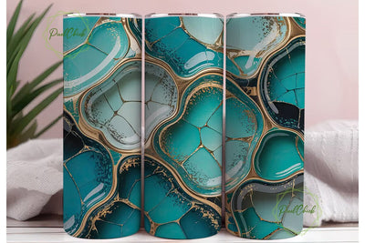 Turquoise Gold Marble 20oz Tumbler Wrap Sublimation PixelChick 