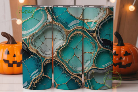 Turquoise Gold Marble 20oz Tumbler Wrap Sublimation PixelChick 