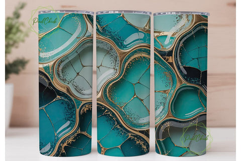 Turquoise Gold Marble 20oz Tumbler Wrap Sublimation PixelChick 